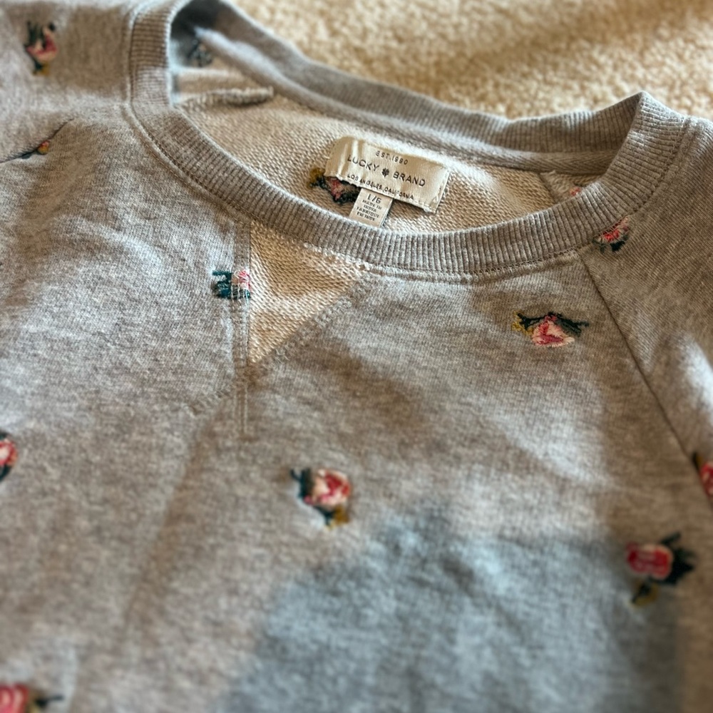 Lucky Brand Floral Embroidery Pullover